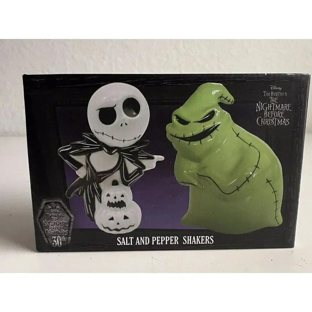 Disney Oogie Boogie And Jack Skellington Salt And Pepper Shakers Halloween NEW‎